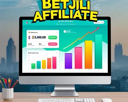 Betjili affiliate login dashboard showing earnings and Dhaka city skyline.