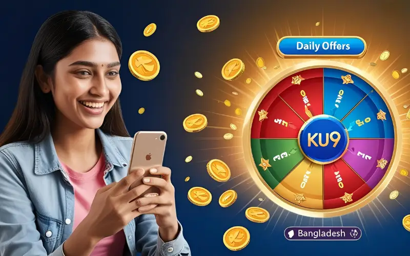 Dhaka gamer spinning KU9 reward wheel for daily offers.