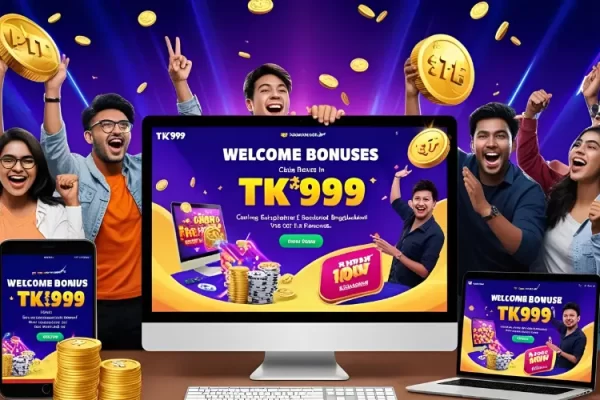 TK999 platform users in Dhaka claiming online welcome bonuses on mobile and desktop