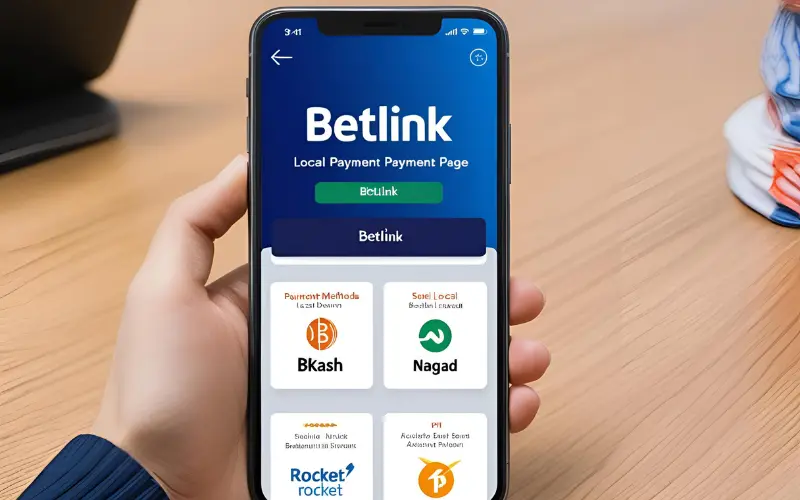 Payment screen of Betlink showing bKash, Nagad, and Rocket options for Bangladeshi users.