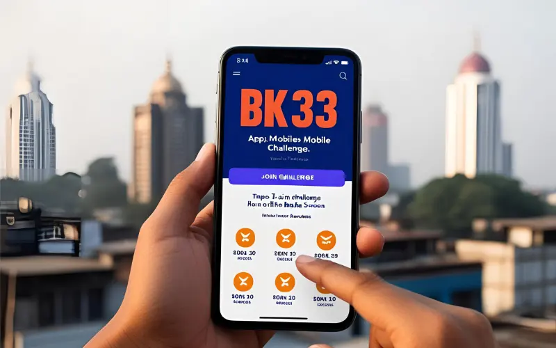 BK33_mobile_app_engagement User navigating the BK33 mobile app to earn instant rewards, with bold BK33 name displayed on screen.