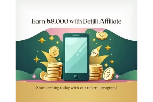 Betjili affiliate banner showing money and a referral link